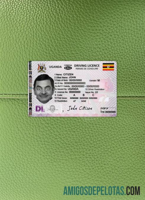 Carteira de motorista de Uganda 2020 presente fotolook frente baixar para verificação